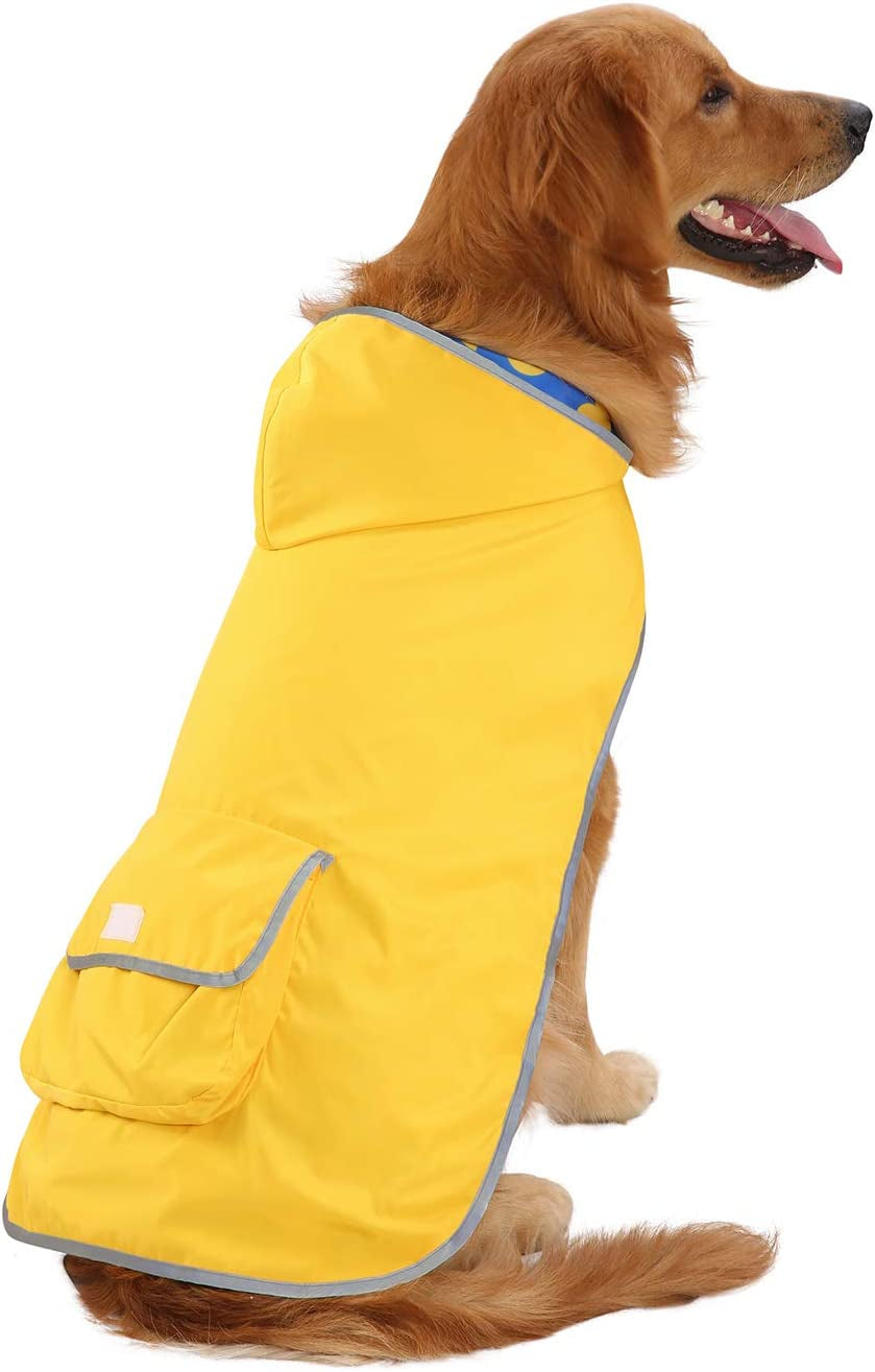 Reversible Hooded Raincoat for Dogs and Ducks - Yellow, Size L