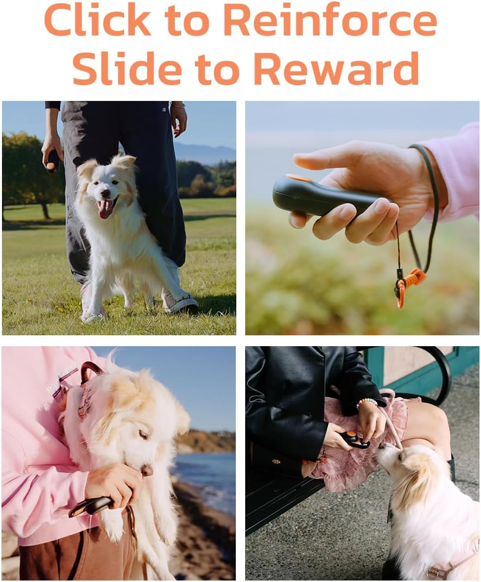 Dog Training Clicker with Integrated Treat Storage - Compact Clicker for Puppy and Cat Training, 2.36 Oz, Black
