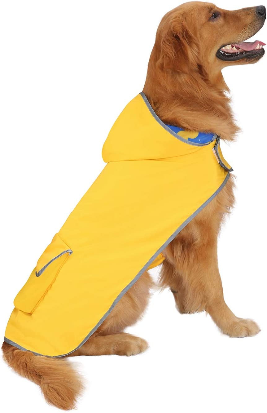 Reversible Hooded Raincoat for Dogs and Ducks - Yellow, Size L