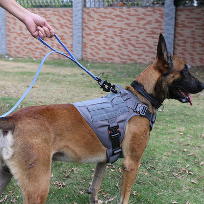 Professional Tactical Dog Harness with 4X Metal Buckles, MOLLE K9 Vest for Working Dogs, No-Pull Front Clip, Adjustable Harness for Medium Dogs (Chest Size 25"-31"), Grey