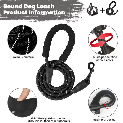 Premium Adjustable No-Pull Dog Harness and Leash Set with Reflective Soft Padding and Handle for Small to Large Breeds