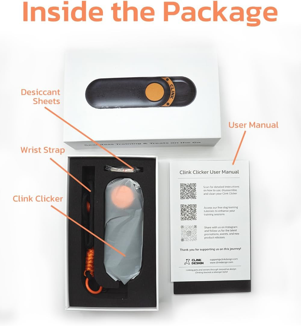 Dog Training Clicker with Integrated Treat Storage - Compact Clicker for Puppy and Cat Training, 2.36 Oz, Black