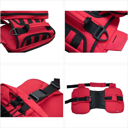 Large Dog Backpack - Adjustable Tactical Saddle Bag with Side Pockets for Hiking, Travel, Camping, and Training - Suitable for Small, Medium, and Large Dogs - Red M