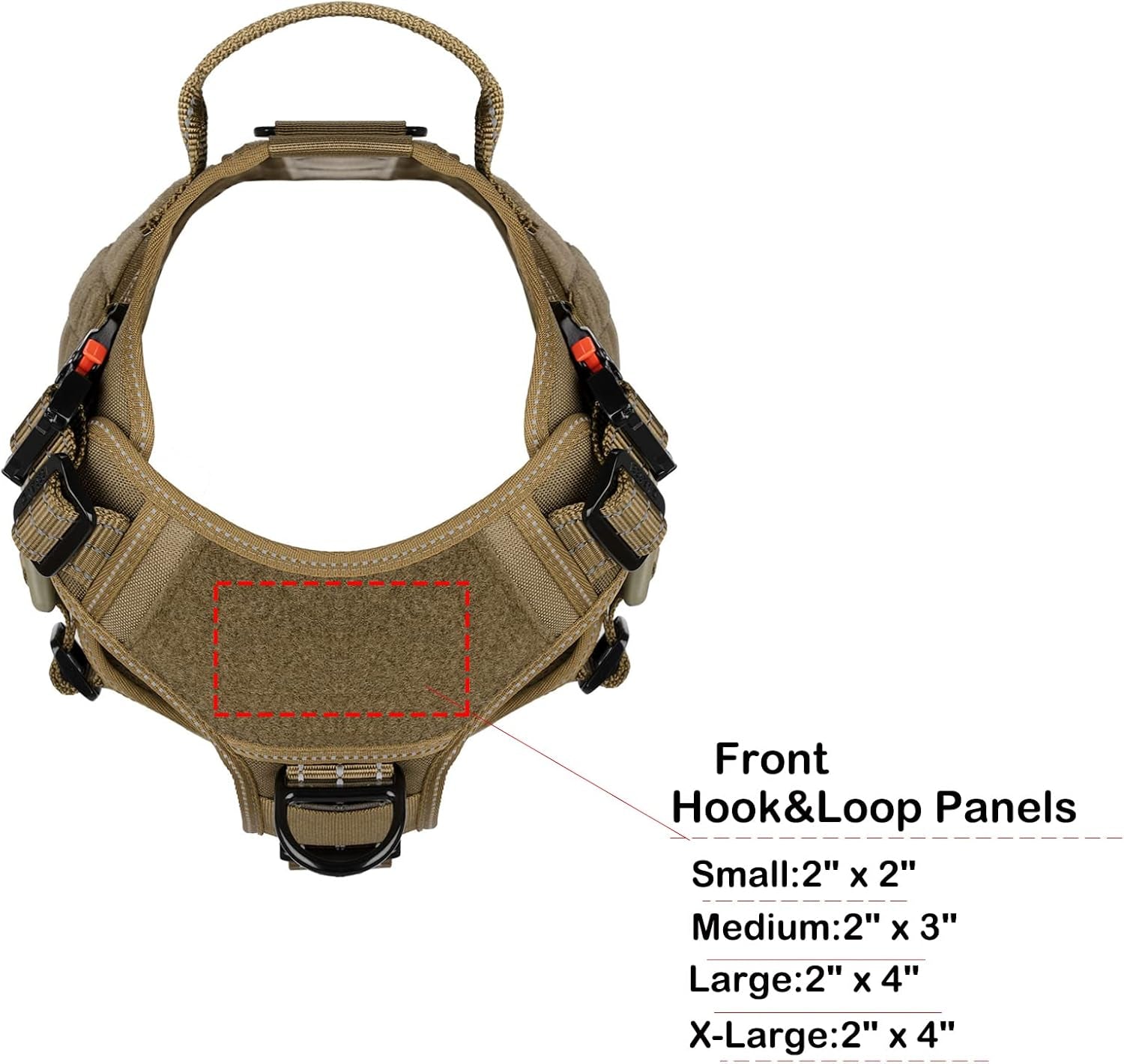 X-Large Tactical Dog Harness with Dual Metal Buckles, MOLLE Vest Design, No-Pull Front Leash Clip, and Hook and Loop Panel