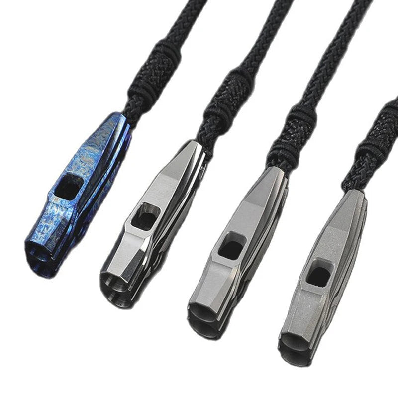 Super Light Titanium Alloy Whistle Double Tube Dog Training Behaviour Aid Hang Rope Whistle Camping Hiking Survival Tools