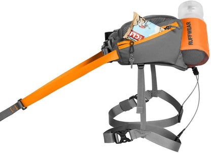 Omnijore Dog Joring System: Harness, Hip Belt, and Towline for Skiing, Skateboarding, and Biking - Orange Poppy, Large/X-Large