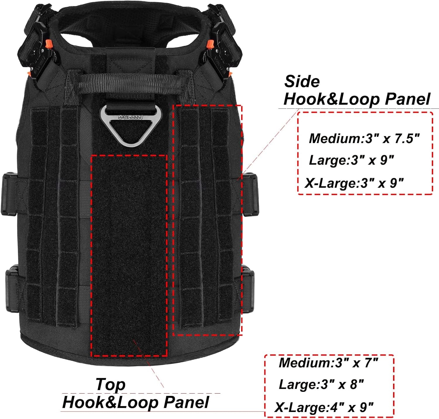 GN5 Tactical Dog Harness for Extra-Large Dogs, MOLLE Vest with Hook and Loop Panels, Front Leash Clip, and Handle for Walking and Training (XL: Chest 32"-39", Black)