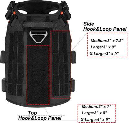 GN5 Tactical Dog Harness for Extra-Large Dogs, MOLLE Vest with Hook and Loop Panels, Front Leash Clip, and Handle for Walking and Training (XL: Chest 32"-39", Black)