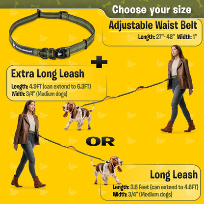 Premium Hands-Free Waist Leash for Medium Dogs: Optimal Comfort and Freedom for Running, Walking, and Hiking