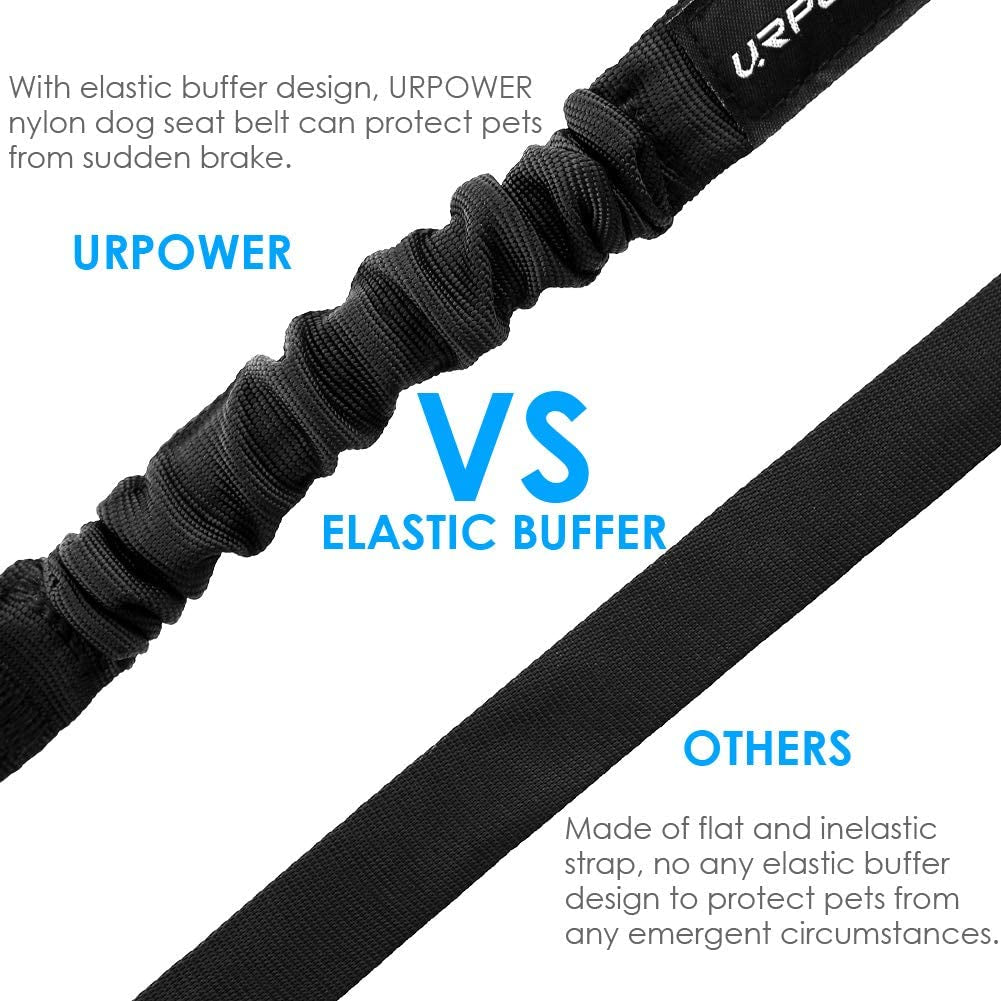 Dual Pack Adjustable Dog Car Seat Belt with Retractable Design and Elastic Bungee Buffer for Enhanced Pet Safety, Heavy-Duty Durability, and 360-Degree Swivel Functionality