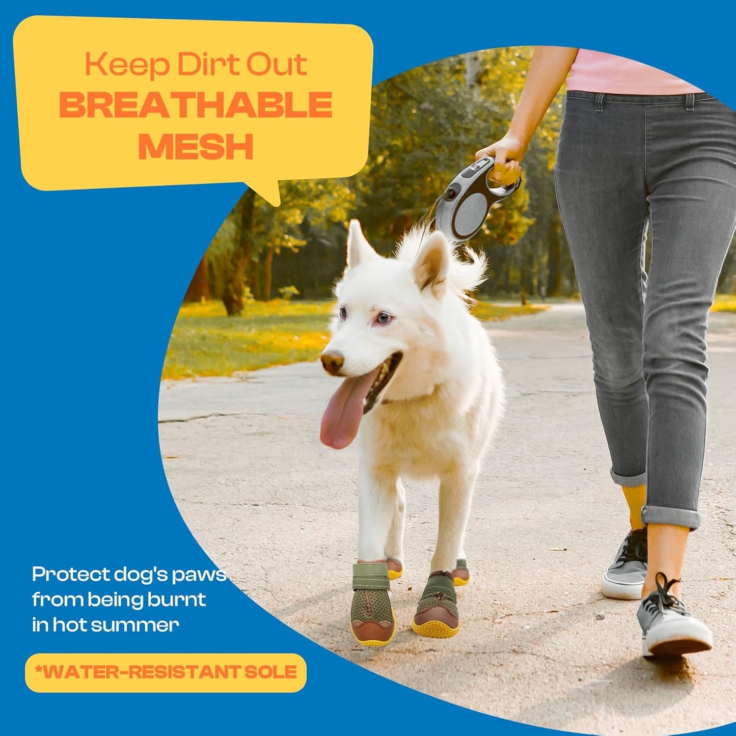 Dog Boots for Large Dogs, Medium Dog Boots & Paw Protectors for Hardwood Floors, Outdoor Dog Booties for Hot Pavement Winter Snow Hiking, Dog Shoes with Reflective Strips