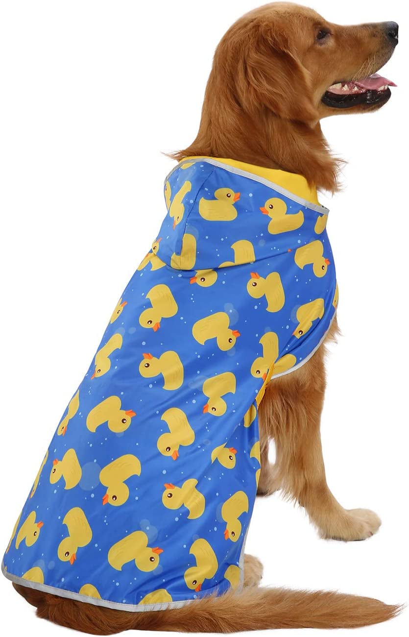 Reversible Hooded Raincoat for Dogs and Ducks - Yellow, Size L