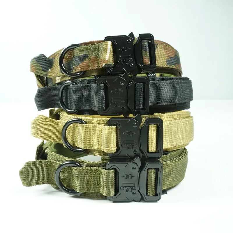 Outdoor Tactical Dog Collar with Metal Buckle - Breathable Nylon Training Collar for Medium and Large Dogs