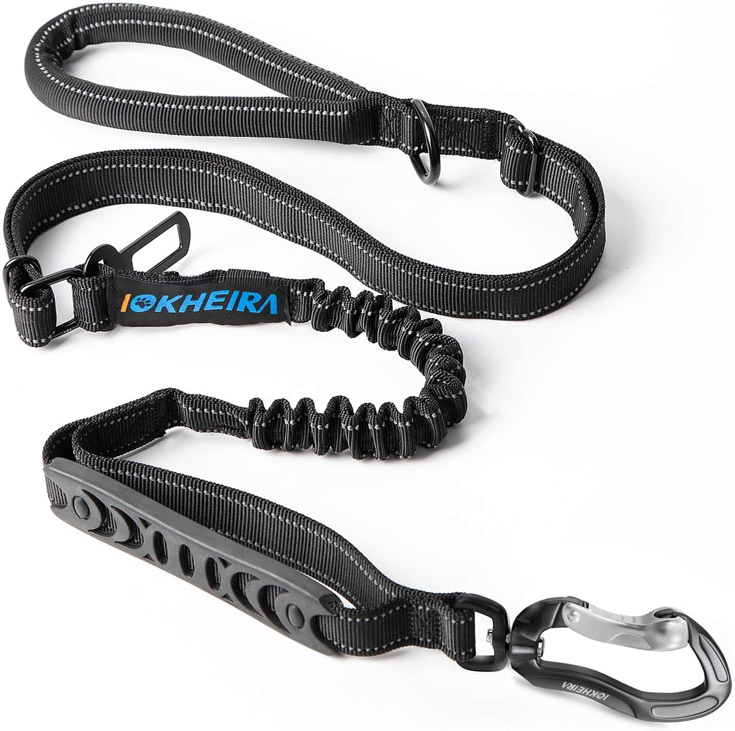 Heavy-Duty Multifunctional Tactical Dog Leash with Bungee and Car Seatbelt, 4-6 FT Shock Absorbing Lead for Large and Medium Dogs