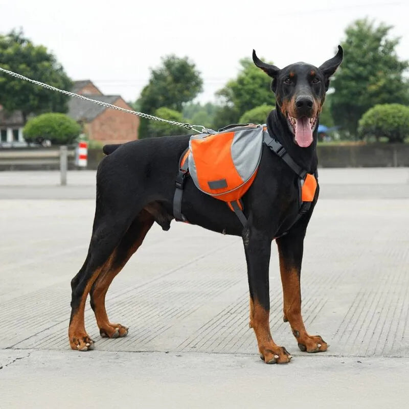 Oxford Fabric Waterproof Outdoor Dog Backpack with Double Snack Bags - Reflective Tactical Saddle Bag for Medium to Large Dogs