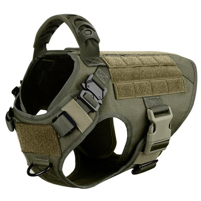 Heavy-Duty Tactical Dog Harness for Large Breeds - Adjustable No-Pull Design with MOLLE System, 1050D Nylon, Metal D-Ring for Training and Outdoor Activities | Koossa