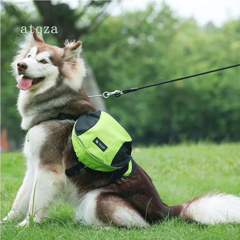 Oxford Fabric Waterproof Outdoor Dog Backpack with Double Snack Bags - Reflective Tactical Saddle Bag for Medium to Large Dogs