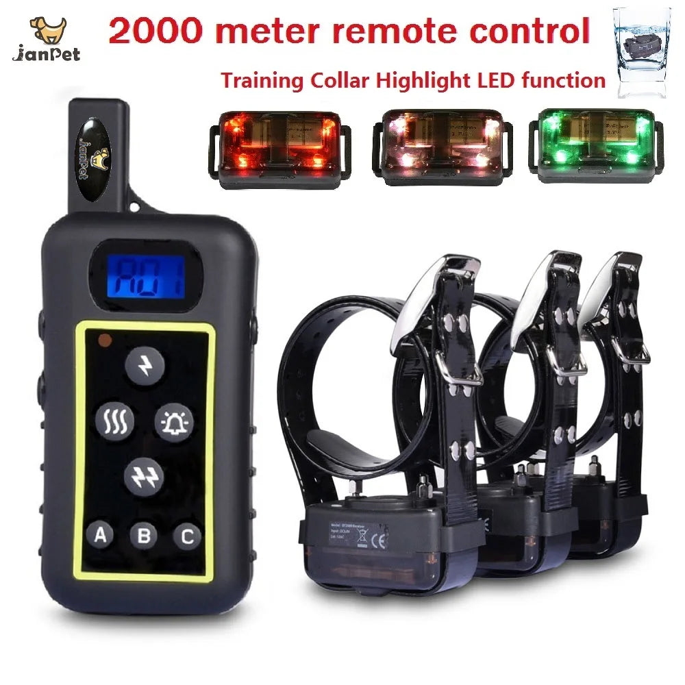Electronic Dog Training Collar with Remote Control, 2000M Range, Waterproof Design for All Dog Sizes