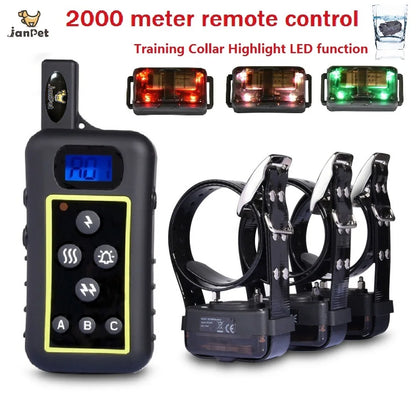 Electronic Dog Training Collar with Remote Control, 2000M Range, Waterproof Design for All Dog Sizes