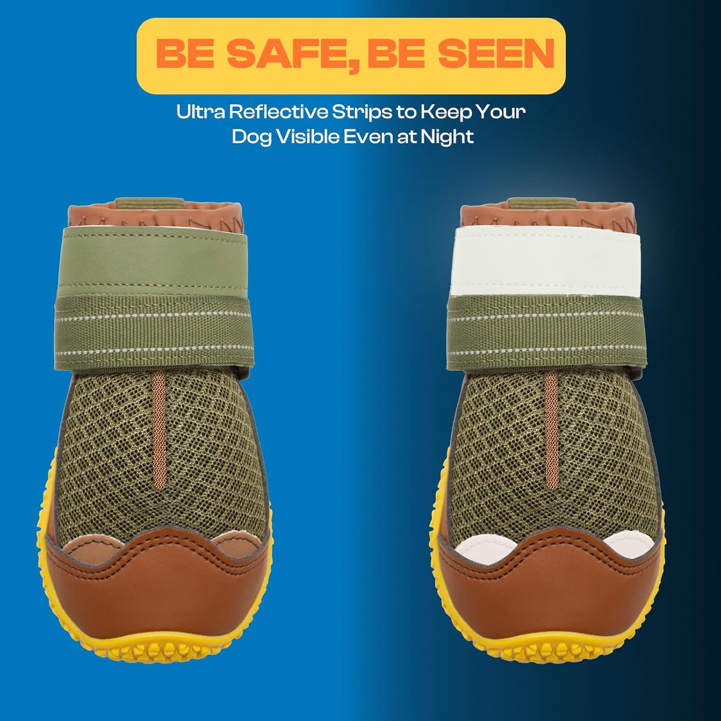 Dog Boots for Large Dogs, Medium Dog Boots & Paw Protectors for Hardwood Floors, Outdoor Dog Booties for Hot Pavement Winter Snow Hiking, Dog Shoes with Reflective Strips