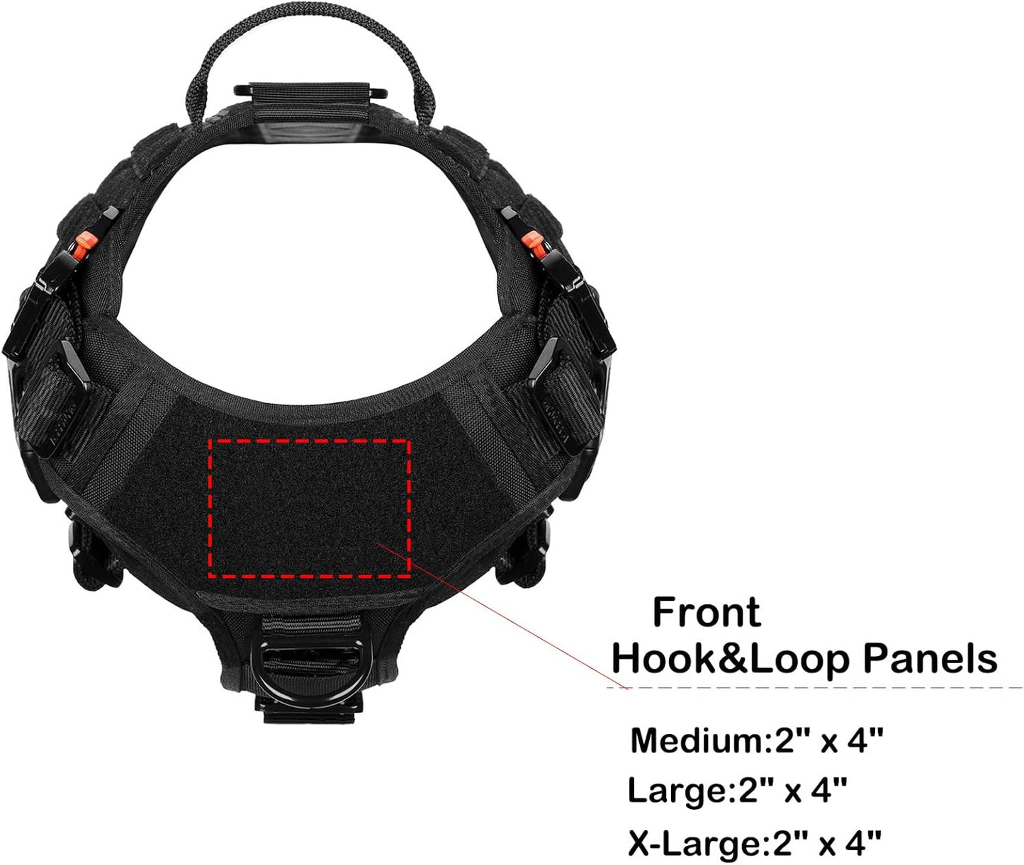 GN5 Tactical Dog Harness for Extra-Large Dogs, MOLLE Vest with Hook and Loop Panels, Front Leash Clip, and Handle for Walking and Training (XL: Chest 32"-39", Black)
