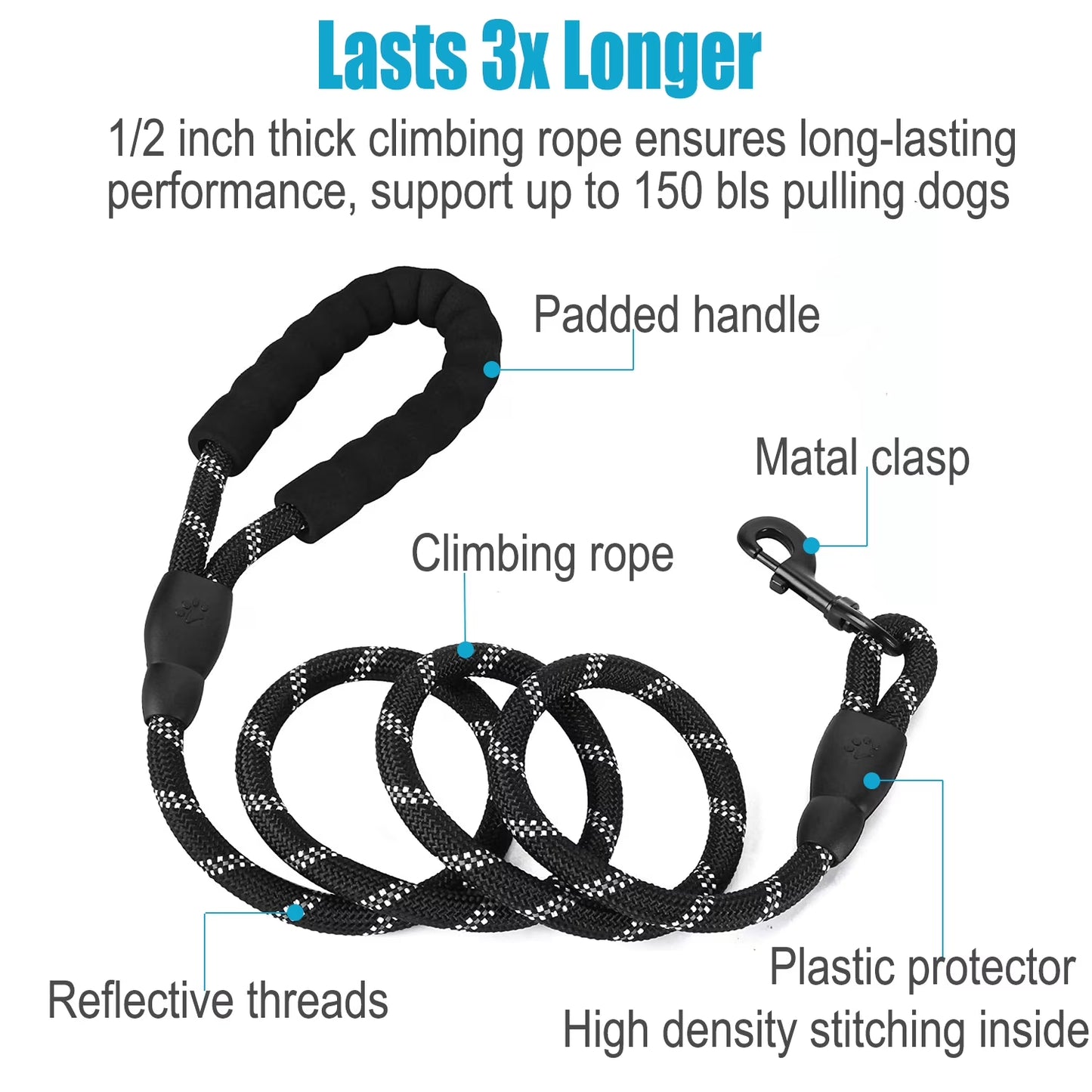 Professional Dual Dog Leash with 360° Swivel, Shock Absorbing Bungee Design for Training Two Dogs (25-150 lbs), Black