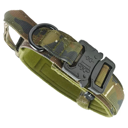 Outdoor Tactical Dog Collar with Metal Buckle - Breathable Nylon Training Collar for Medium and Large Dogs