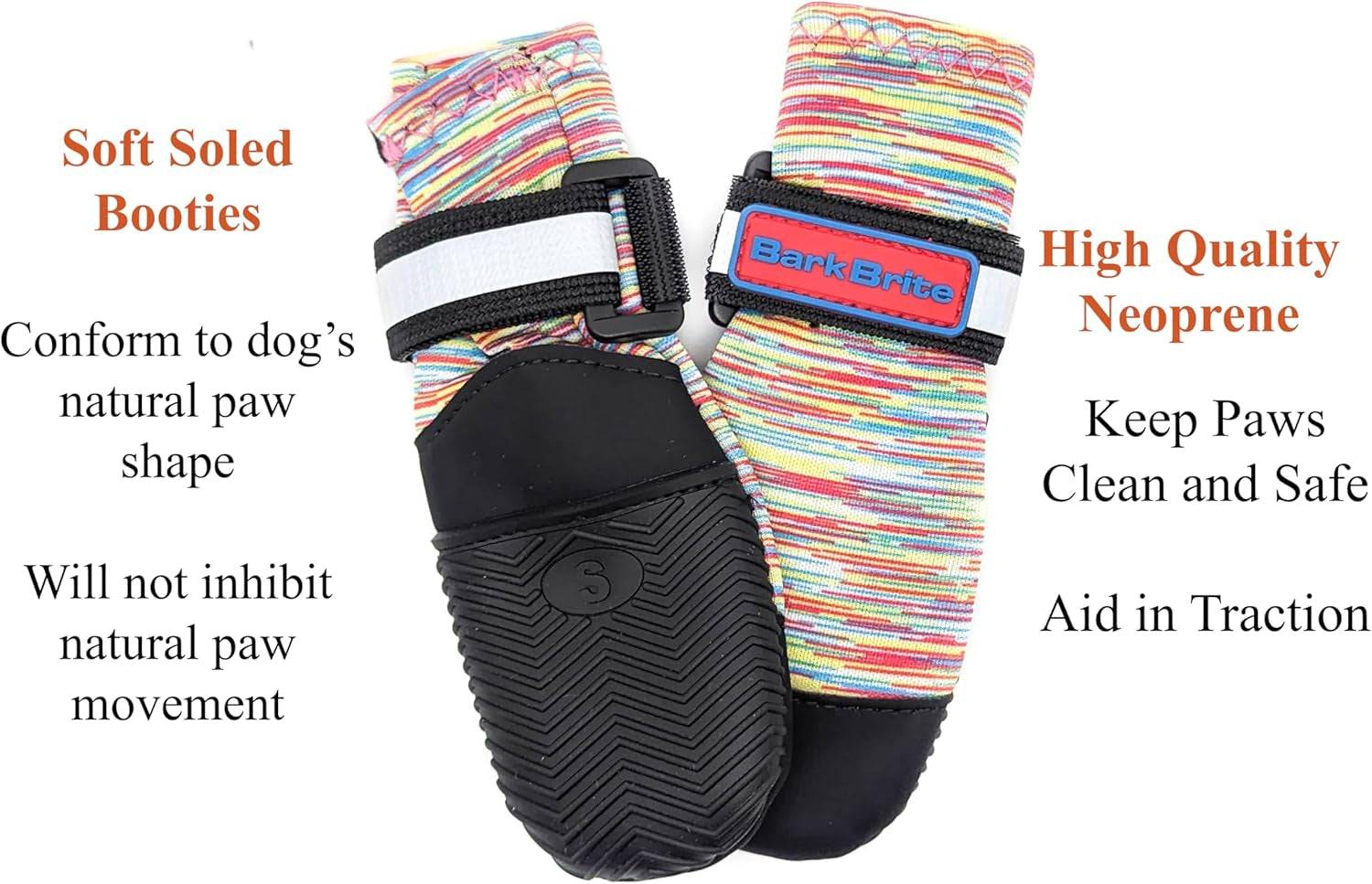 All Weather Neoprene Paw Protector Dog Boots with Reflective Straps in 5 Sizes! (Multicolor Small)
