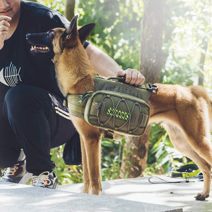 Tactical Nylon Dog Backpack for Medium and Large Dogs with Side Pockets - Ideal for Hiking, Walking, Training, and Running (Green, Large)