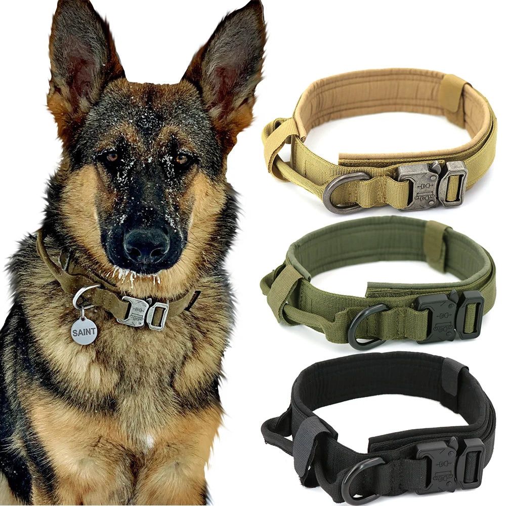 Adjustable Tactical Dog Training Collar and Leash Set with Control Handle for Small to Large Dogs