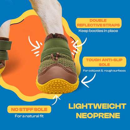 Dog Boots for Large Dogs, Medium Dog Boots & Paw Protectors for Hardwood Floors, Outdoor Dog Booties for Hot Pavement Winter Snow Hiking, Dog Shoes with Reflective Strips