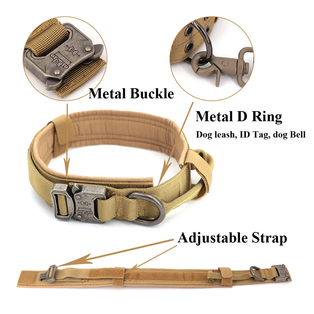Adjustable Tactical Dog Training Collar and Leash Set with Control Handle for Small to Large Dogs