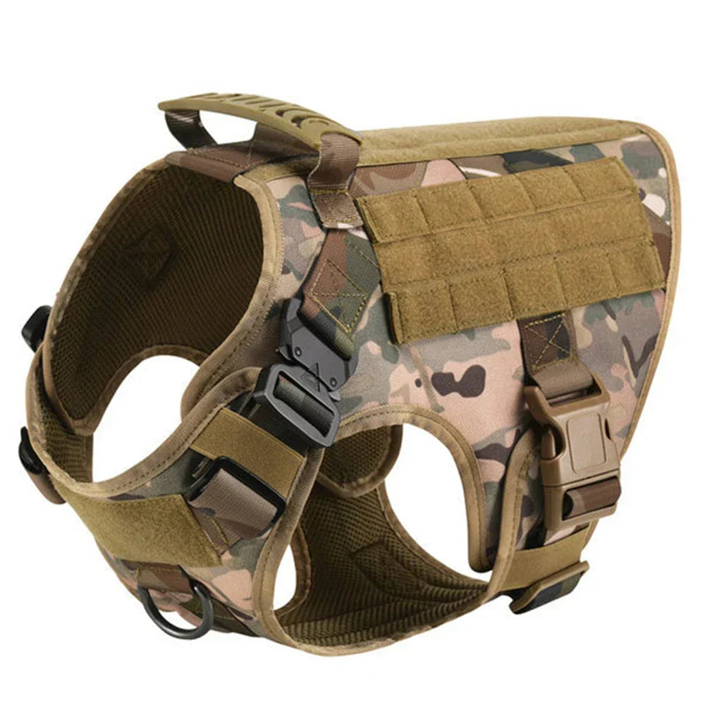 Heavy-Duty Tactical Dog Harness for Large Breeds - Adjustable No-Pull Design with MOLLE System, 1050D Nylon, Metal D-Ring for Training and Outdoor Activities | Koossa
