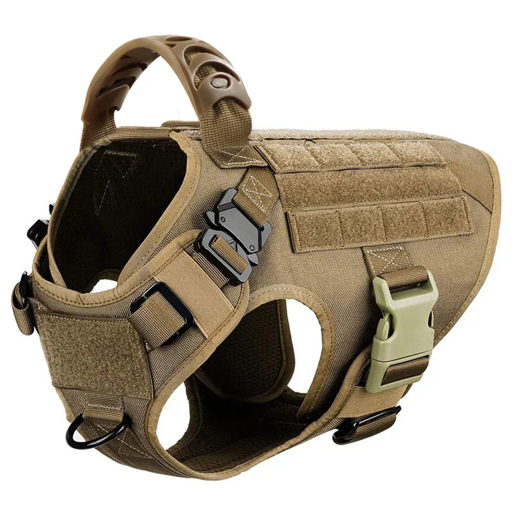 Heavy-Duty Tactical Dog Harness for Large Breeds - Adjustable No-Pull Design with MOLLE System, 1050D Nylon, Metal D-Ring for Training and Outdoor Activities | Koossa