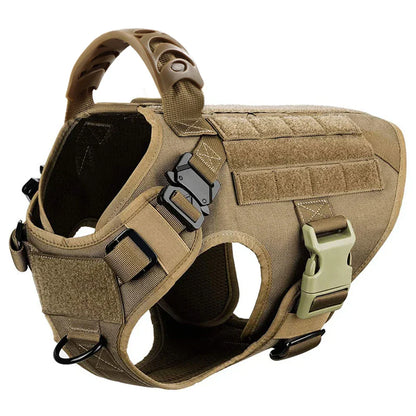 Heavy-Duty Tactical Dog Harness for Large Breeds - Adjustable No-Pull Design with MOLLE System, 1050D Nylon, Metal D-Ring for Training and Outdoor Activities | Koossa