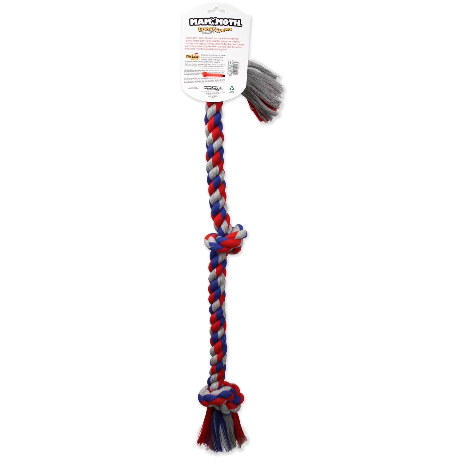 Cottonblend 3 Knot Tug Rope Dog Toy, Extra-Large, 36", Assorted Colors
