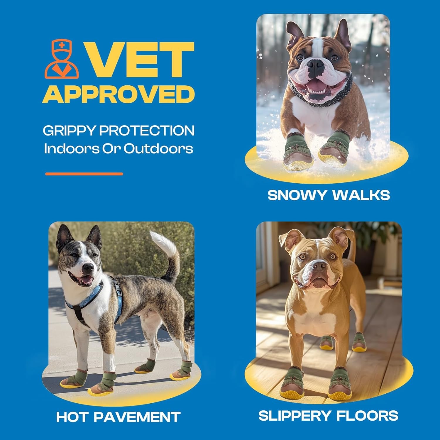 Dog Boots for Large Dogs, Medium Dog Boots & Paw Protectors for Hardwood Floors, Outdoor Dog Booties for Hot Pavement Winter Snow Hiking, Dog Shoes with Reflective Strips