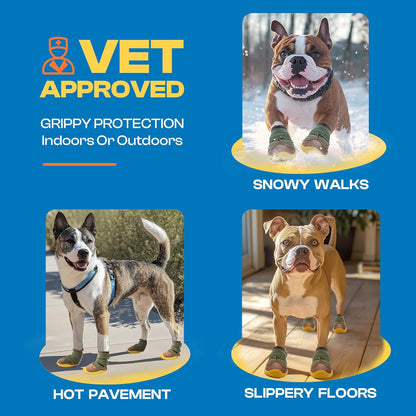 Dog Boots for Large Dogs, Medium Dog Boots & Paw Protectors for Hardwood Floors, Outdoor Dog Booties for Hot Pavement Winter Snow Hiking, Dog Shoes with Reflective Strips