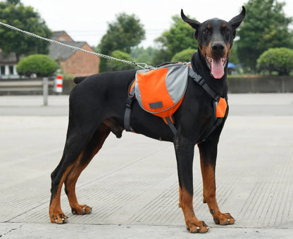 Oxford Fabric Waterproof Outdoor Dog Backpack with Double Snack Bags - Reflective Tactical Saddle Bag for Medium to Large Dogs