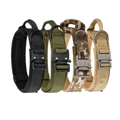 Outdoor Tactical Dog Collar with Metal Buckle - Breathable Nylon Training Collar for Medium and Large Dogs