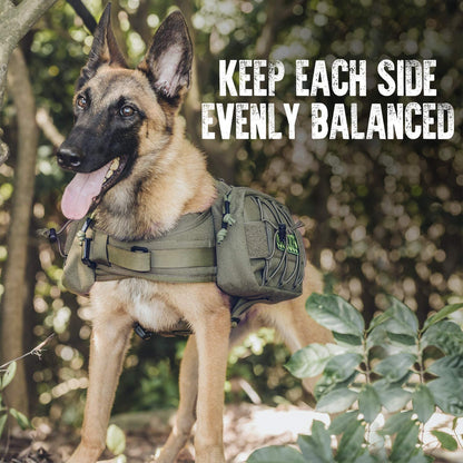 Tactical Nylon Dog Backpack for Medium and Large Dogs with Side Pockets - Ideal for Hiking, Walking, Training, and Running (Green, Large)