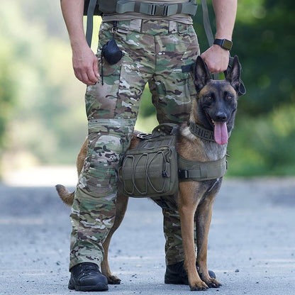 Tactical Nylon Dog Backpack for Medium and Large Dogs with Side Pockets - Ideal for Hiking, Walking, Training, and Running (Green, Large)