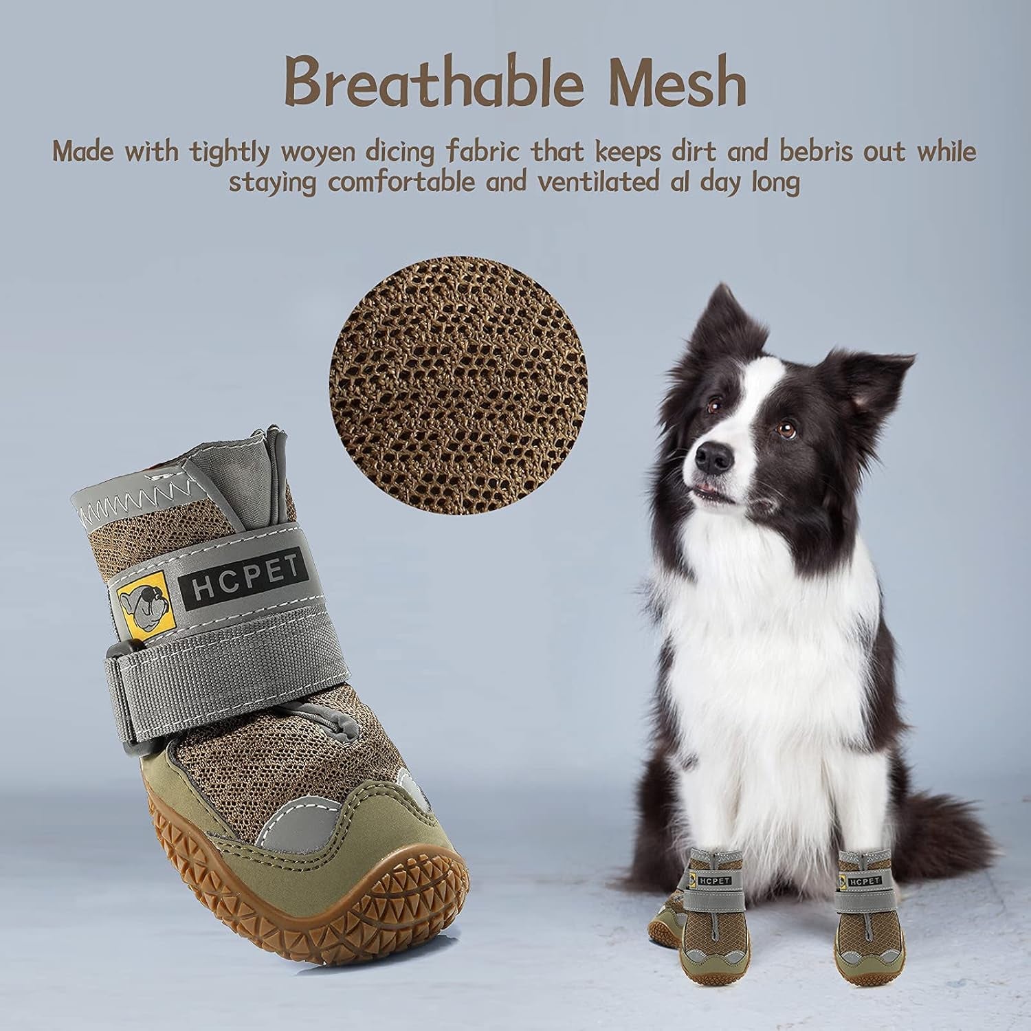 Dog Boots for Large Dogs, Medium Dog Boots & Paw Protectors for Hardwood Floors, Outdoor Dog Booties for Hot Pavement Winter Snow Hiking, Dog Shoes with Reflective Strips