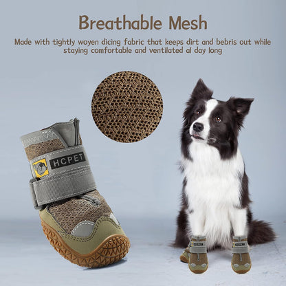 Dog Boots for Large Dogs, Medium Dog Boots & Paw Protectors for Hardwood Floors, Outdoor Dog Booties for Hot Pavement Winter Snow Hiking, Dog Shoes with Reflective Strips