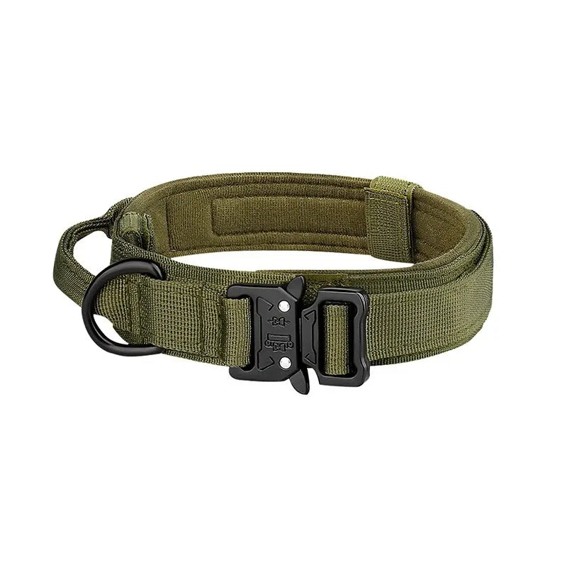 Outdoor Tactical Dog Collar with Metal Buckle - Breathable Nylon Training Collar for Medium and Large Dogs
