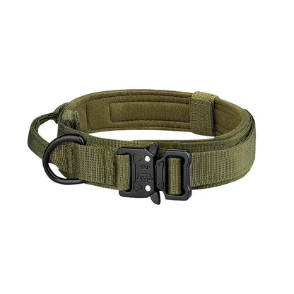 Outdoor Tactical Dog Collar with Metal Buckle - Breathable Nylon Training Collar for Medium and Large Dogs