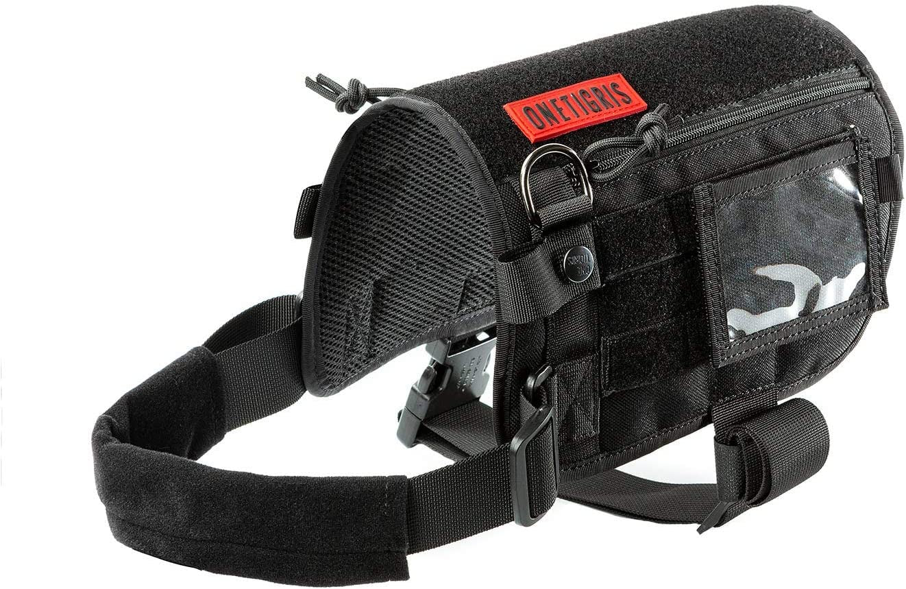 Large Service Dog Harness with Removable Neck Strap and Handle - Short Version (Black)