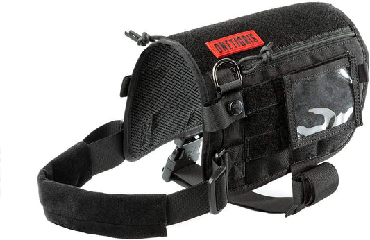 Large Service Dog Harness with Removable Neck Strap and Handle - Short Version (Black)