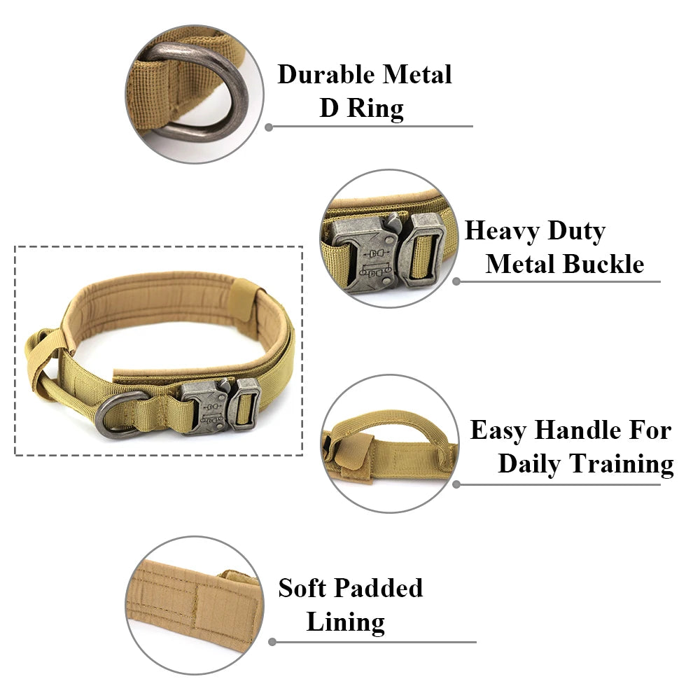 Adjustable Tactical Dog Training Collar and Leash Set with Control Handle for Small to Large Dogs