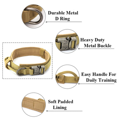 Adjustable Tactical Dog Training Collar and Leash Set with Control Handle for Small to Large Dogs